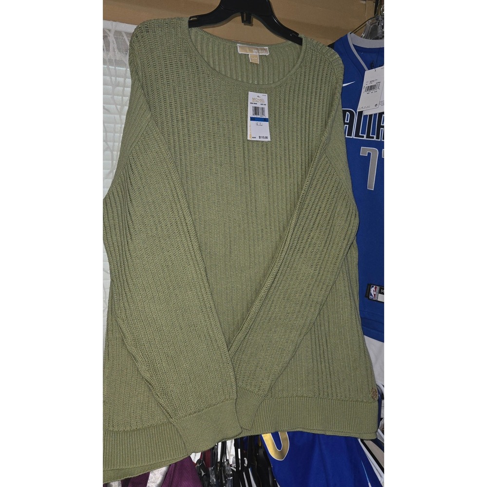Michael Kors Light Sage Knit Sweater Women's XL Long Sleeve Lightweight - Picture 2 of 7